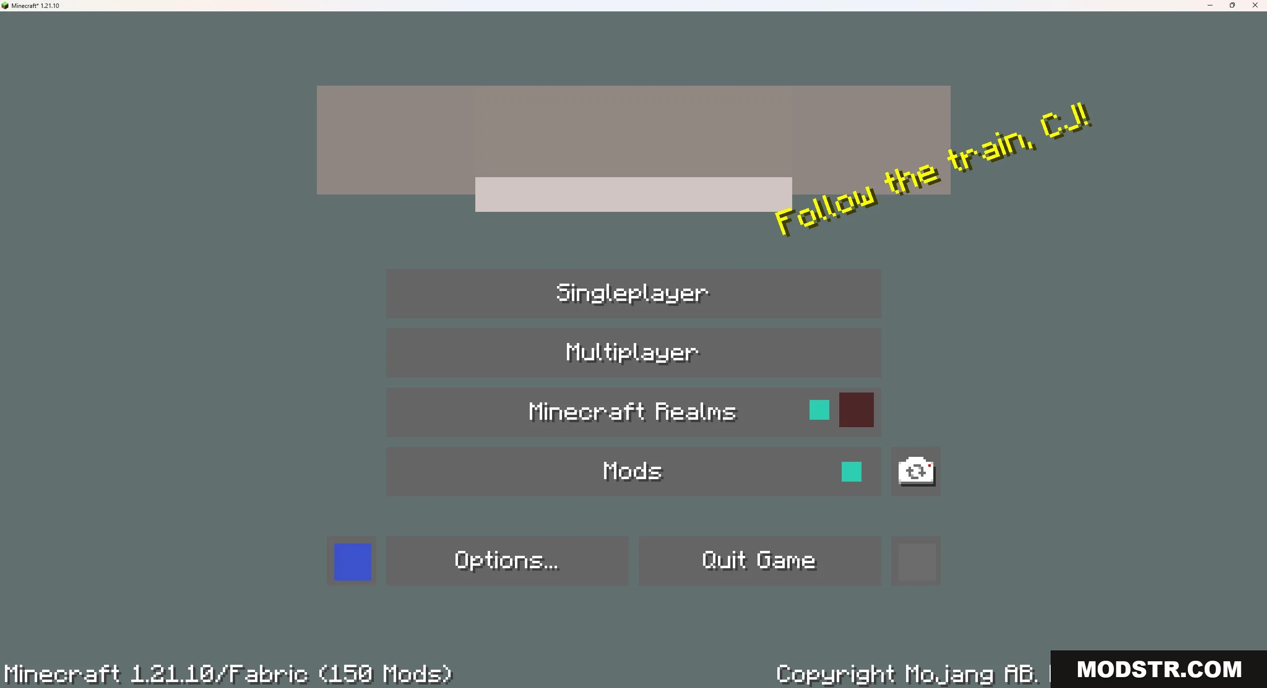 Minecraft main menu screen featuring simplified solid color background and UI elements