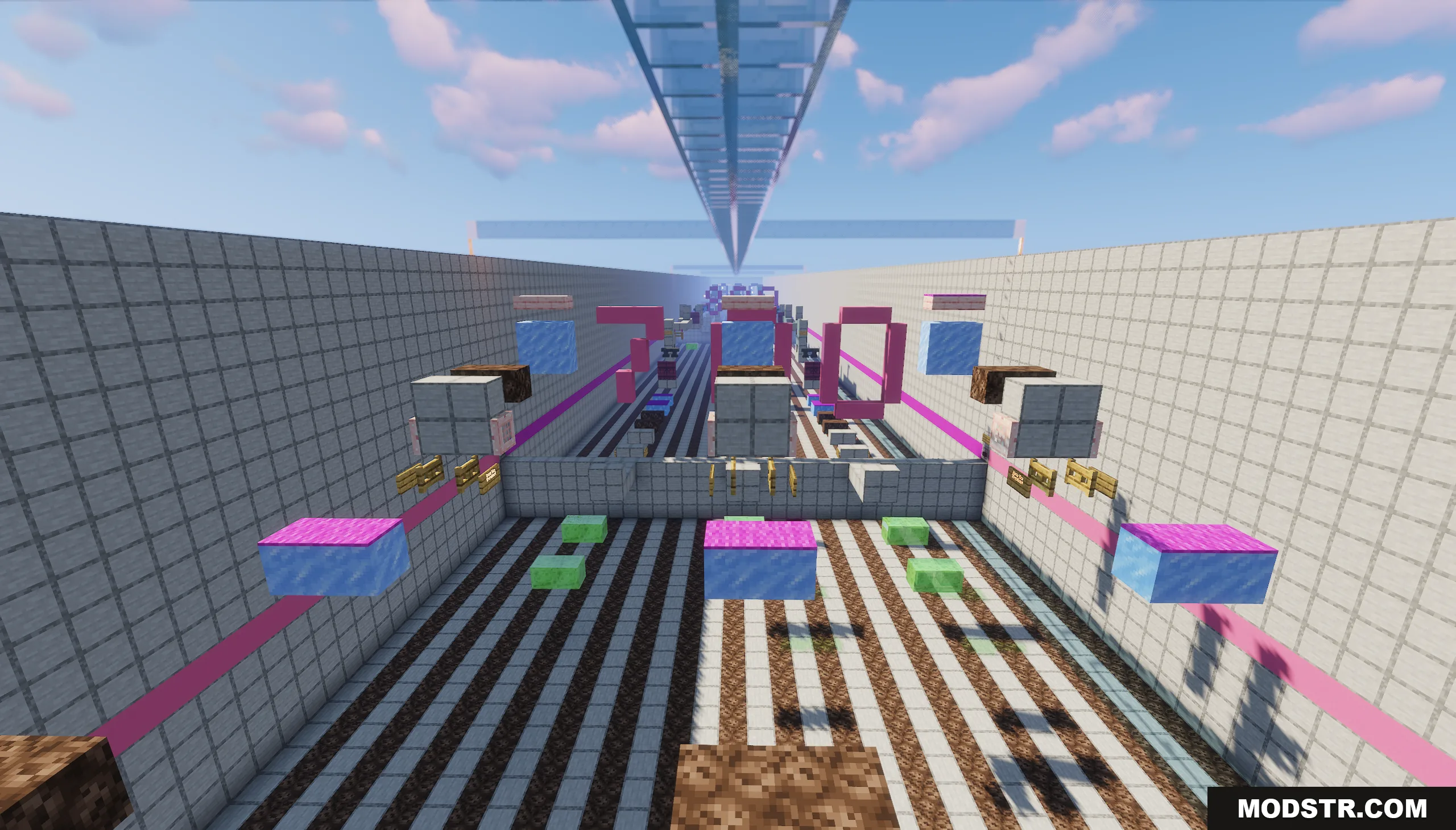 1000 Block Parkour Map Screenshot 8 Colorful floating platforms in the 1000 Block Parkour Map with a 700 sign