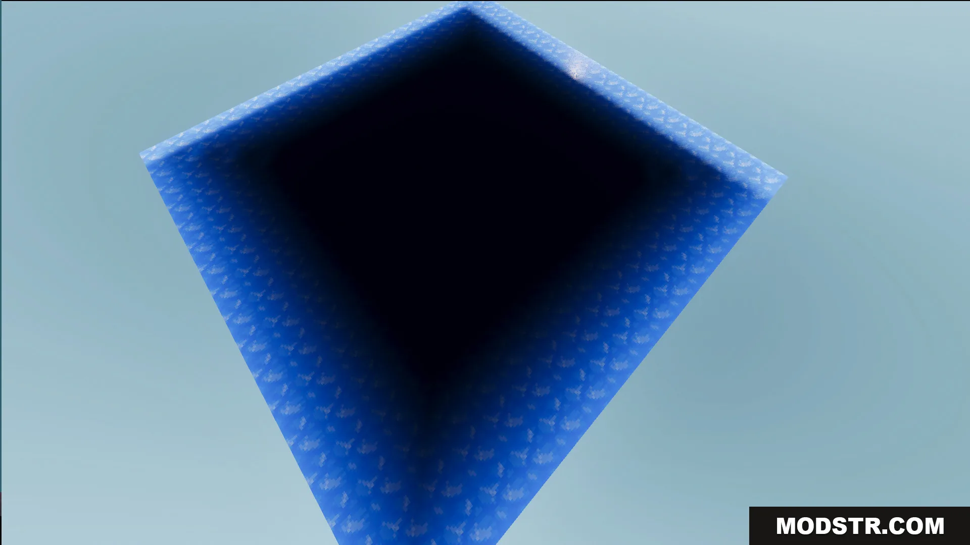 Looking down into a deep vertical survival pit packed inside a single space