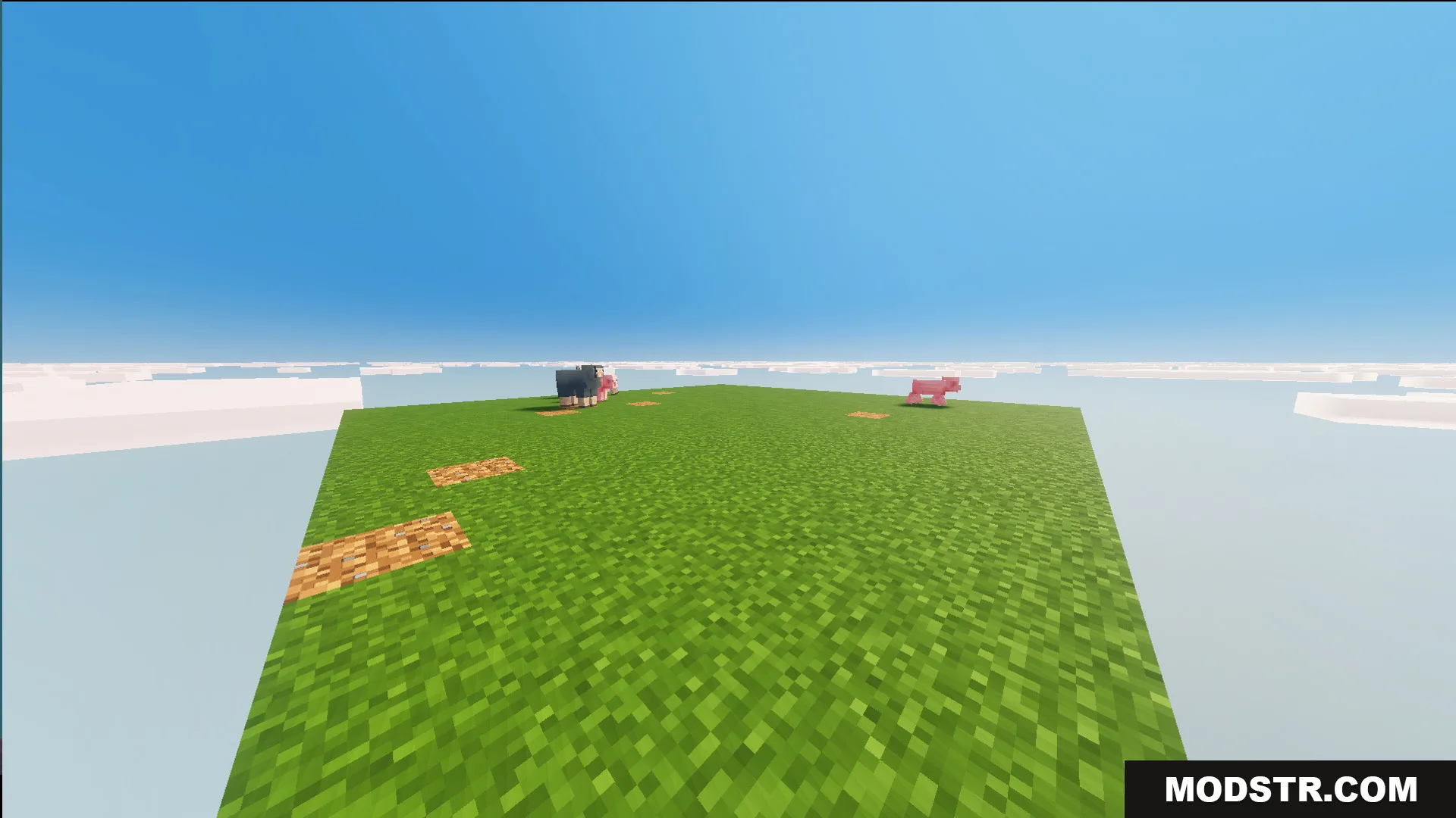 A 100 Layer Survival Map Screenshot 2 Top grass platform of the survival map with a pig and sheep