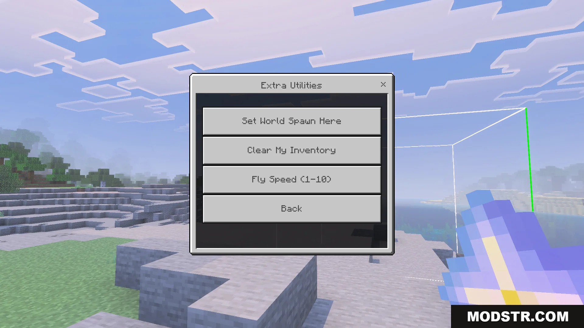 Advance Settings Addon Screenshot 8 Extra Utilities menu with options for world spawn inventory management and fly speed