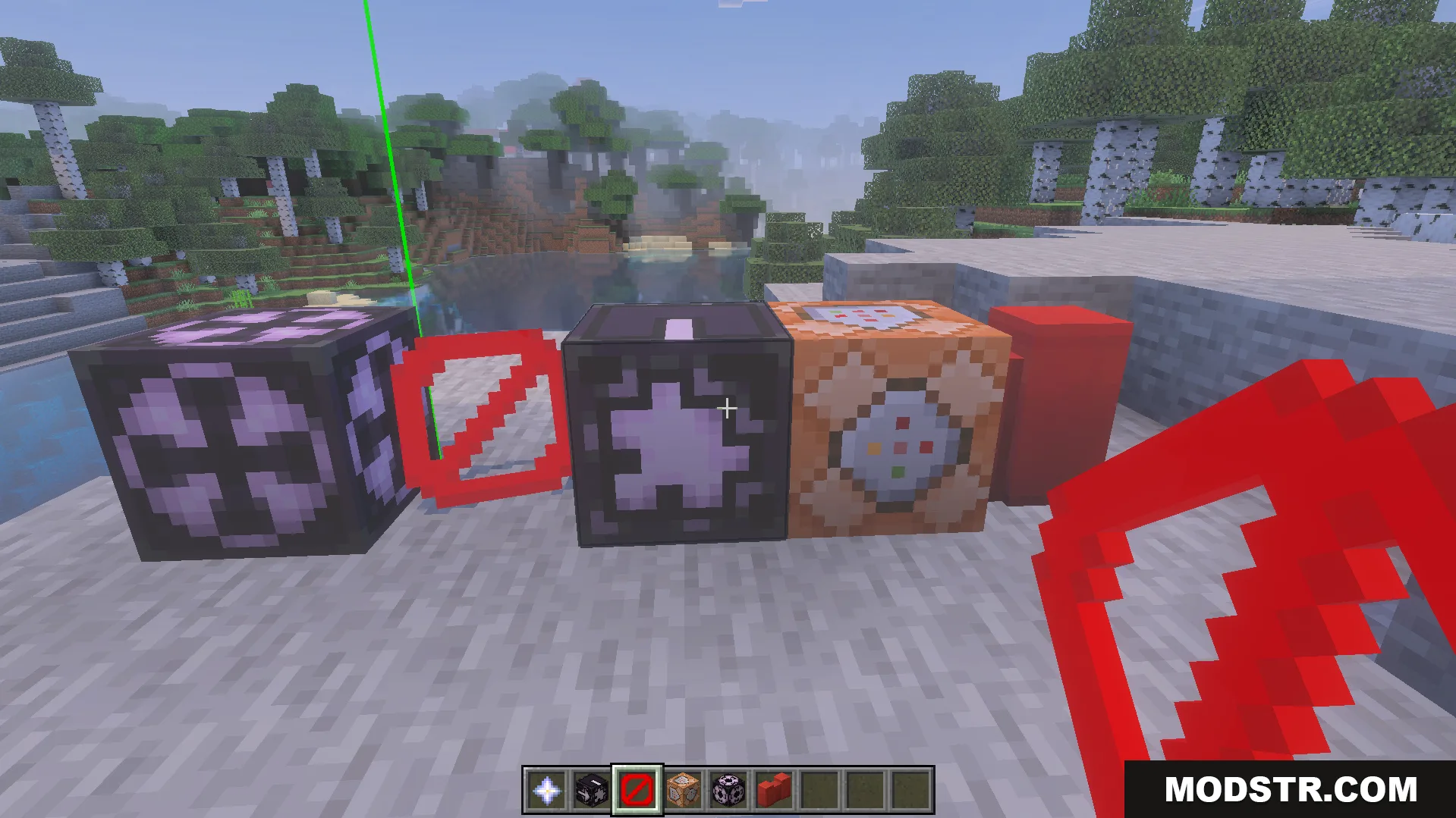 Advance Settings Addon Screenshot 6 Technical blocks including command blocks and barriers placed on the ground