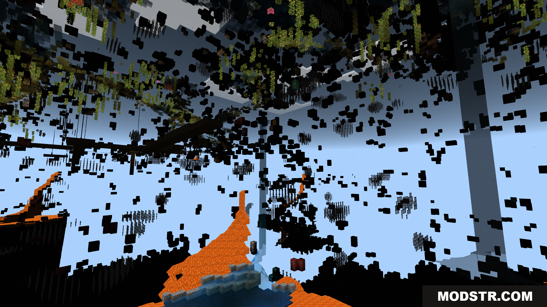 Advanced Xray Texture Pack Screenshot 7 An underground view with common blocks made invisible by the pack