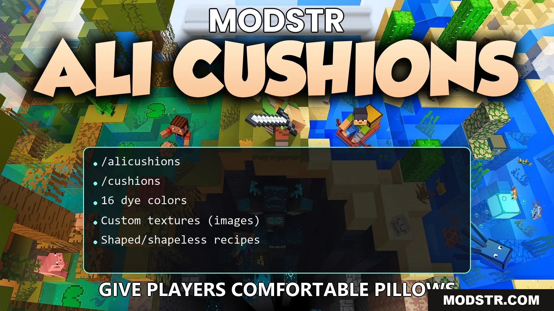 Ali Cushions Plugin (26.2, 1.20.1) – Give Players Comfortable Pillows cover art