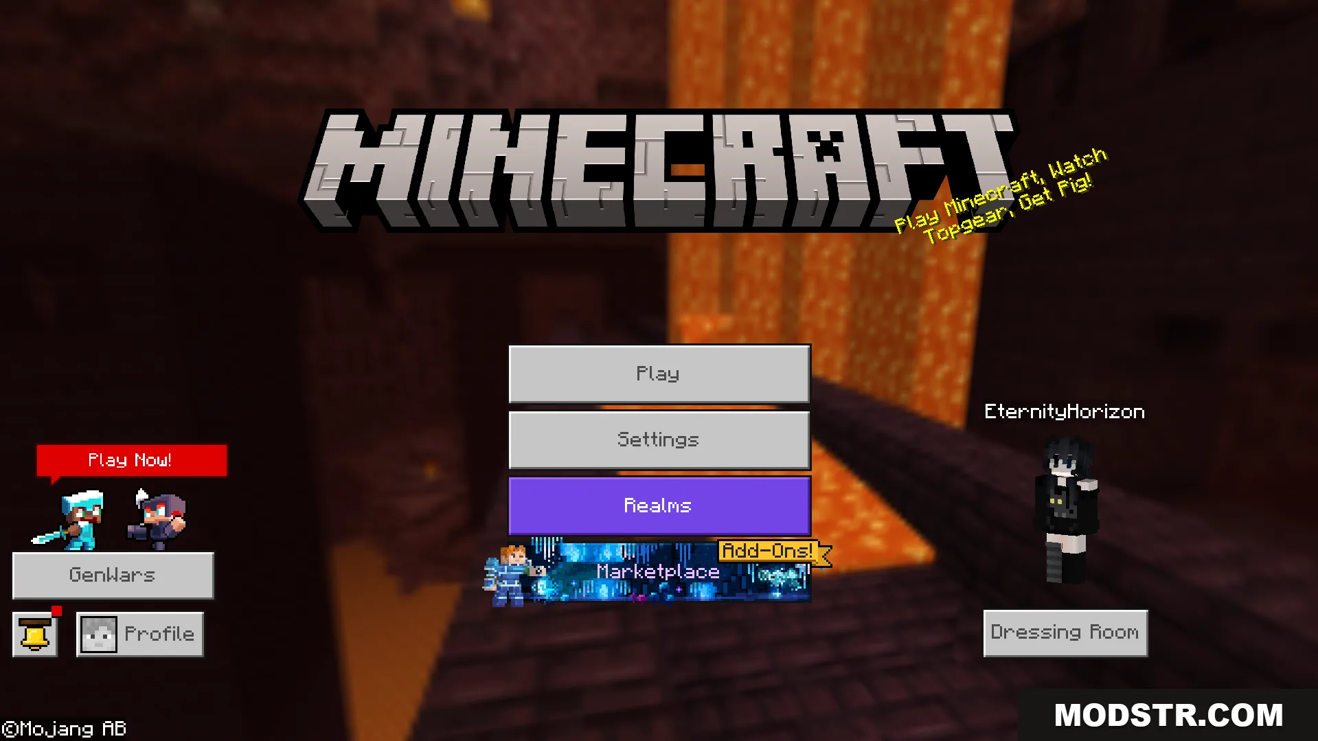 Minecraft main menu displaying a classic panorama background from an older game version
