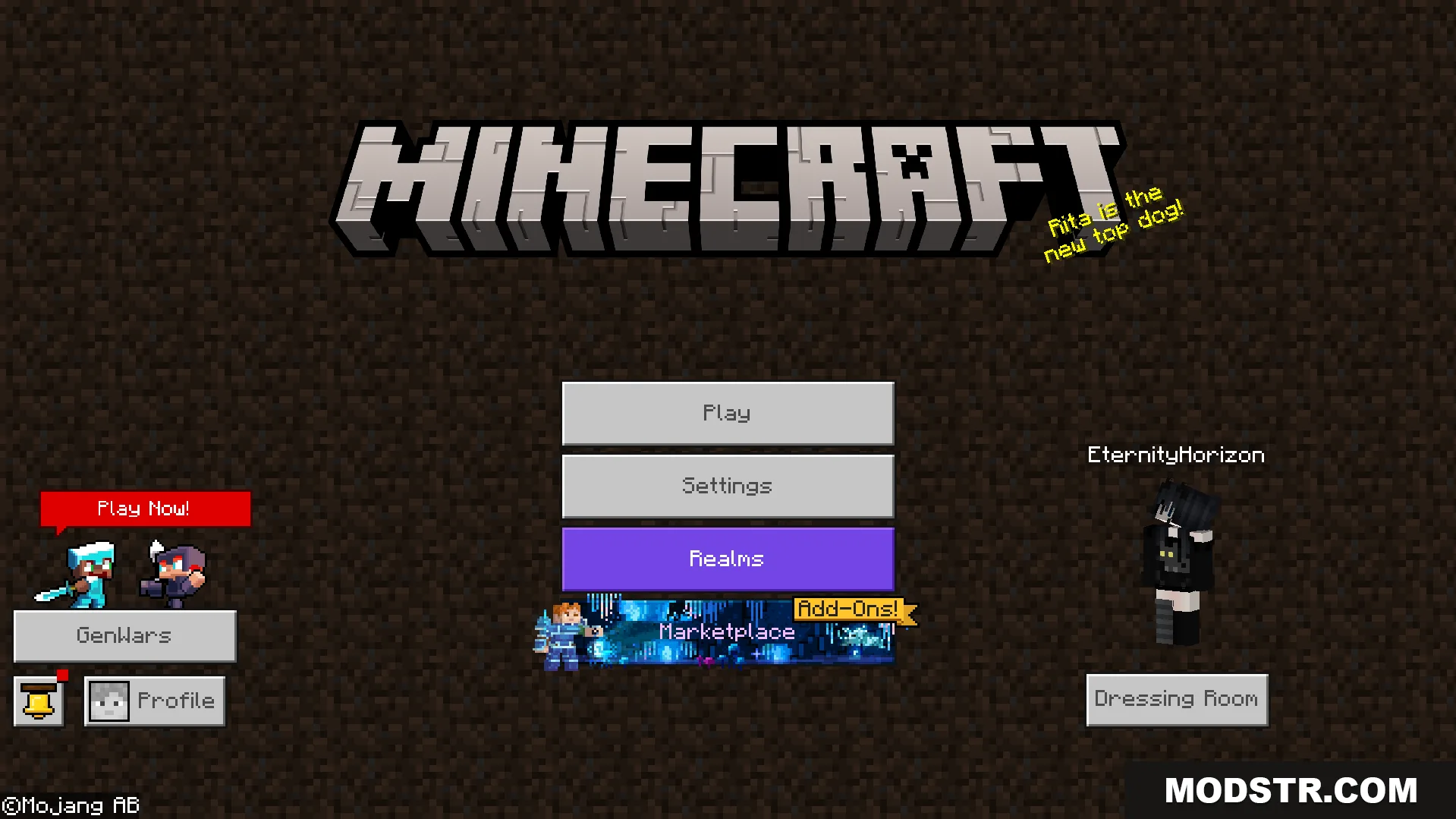 Main menu interface featuring a classic dark dirt background from an older version