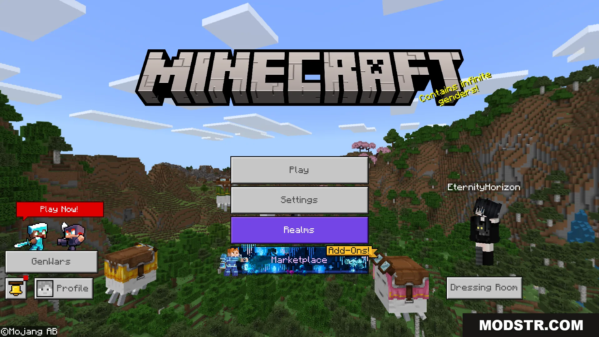 Main menu screen displaying a custom background from the panorama texture pack