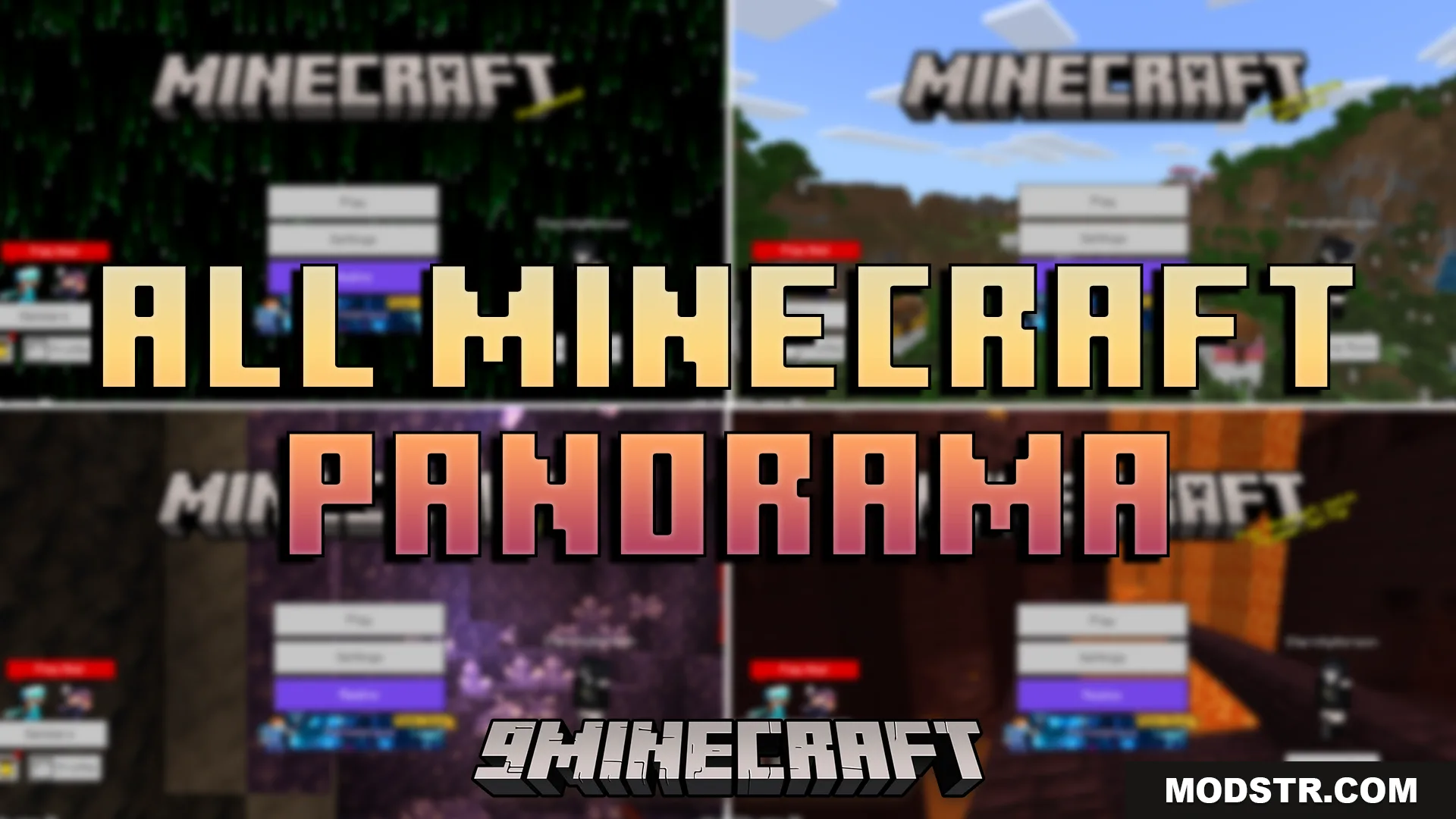 All Minecraft Panorama Texture Pack (26.x, 1.21) – Unlock 54 Classic Menu Backgrounds cover art