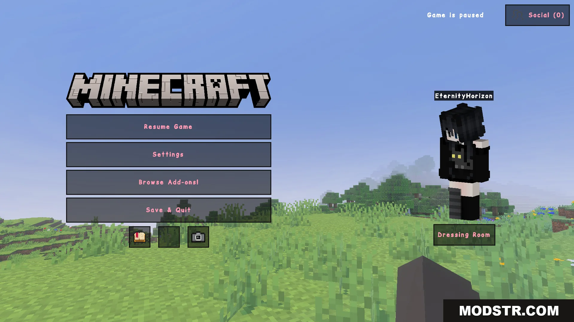 Alya UI Texture Pack Screenshot 7 Player viewing the pause menu with a custom UI texture pack applied