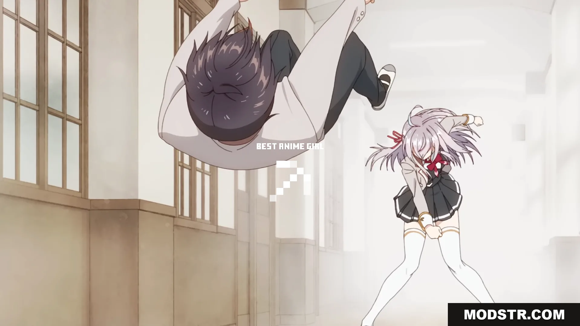 Alya UI Texture Pack Screenshot 6 Anime scene background featuring a girl punching a boy with a crosshair
