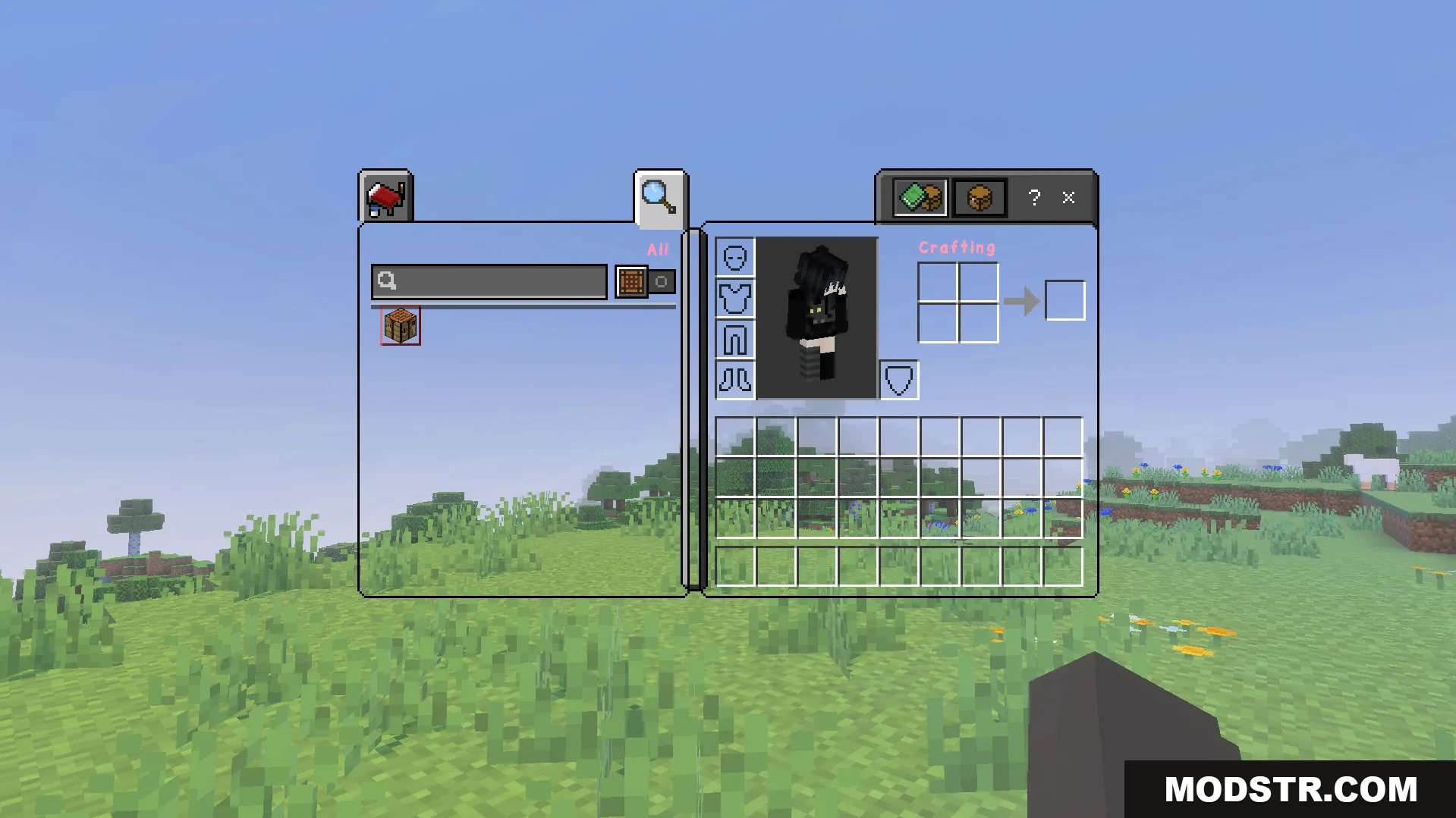 Alya UI Texture Pack Screenshot 8 Player looking at the inventory screen with a custom UI texture pack applied