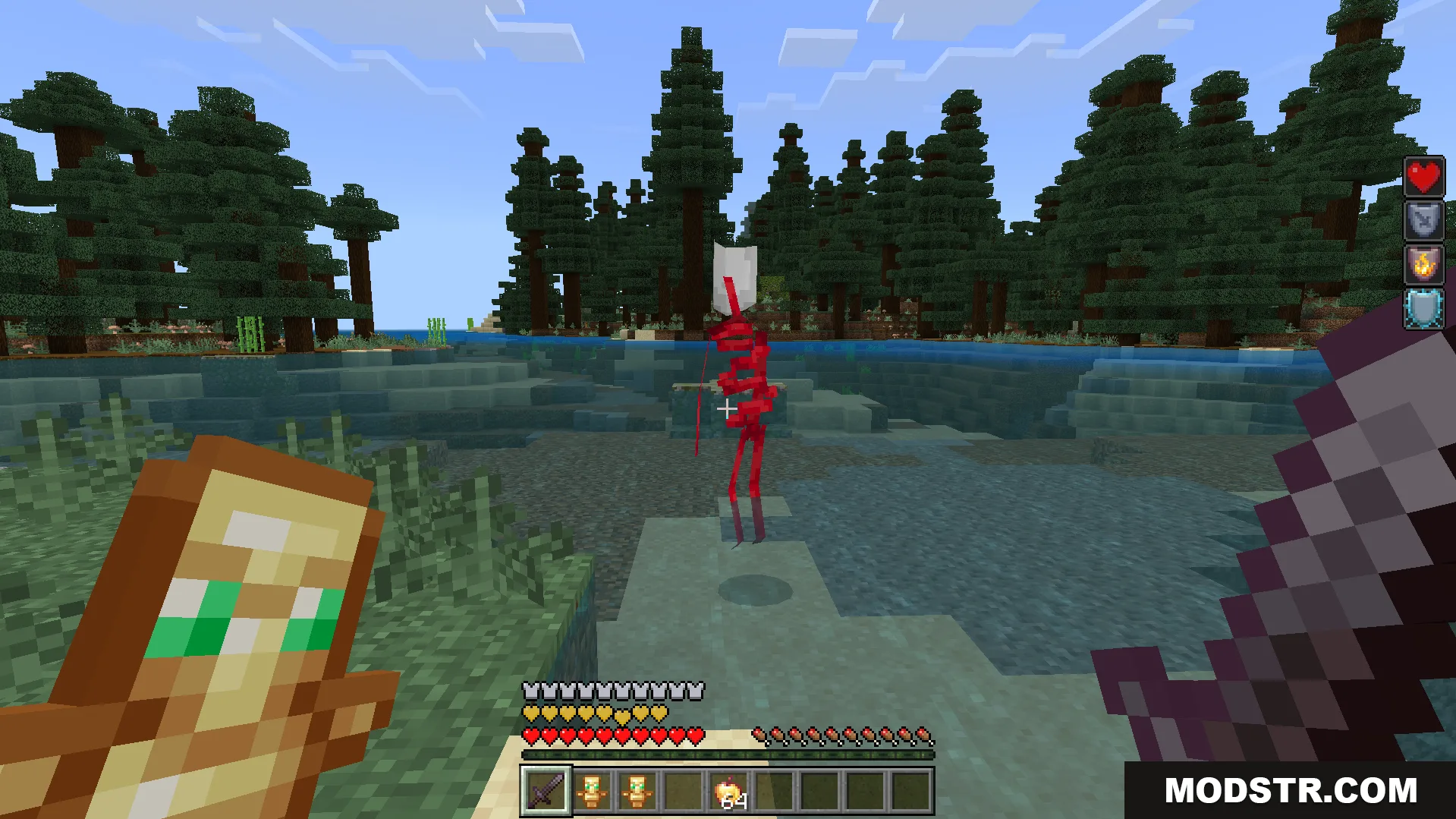 Amazing Digital Circus Addon Screenshot 5 Red spiral creature Gangle from Amazing Digital Circus Addon in a swamp biome