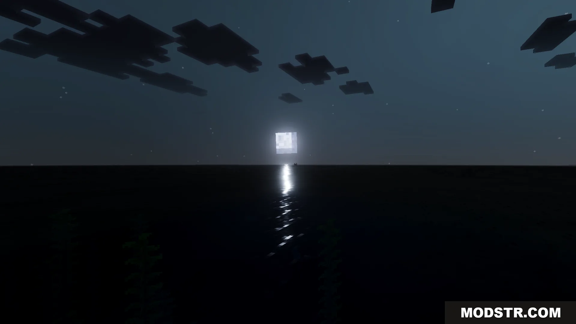 Anima Shader Screenshot 7 Square moon reflecting on dynamic 3D water under a dark starry night sky