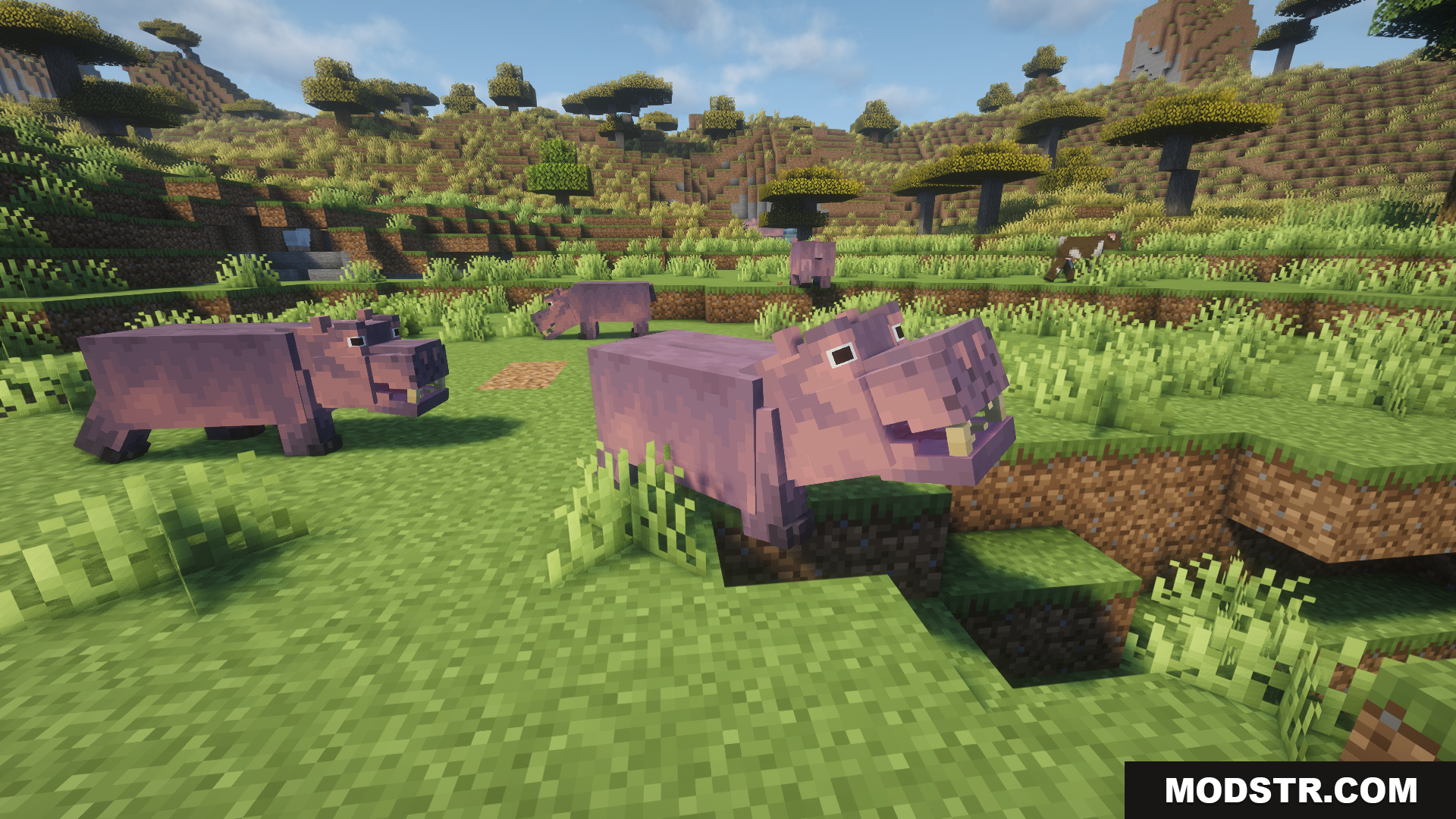 Animal Garden Hippopotamus Mod Screenshot 8 Wild hippos wandering through a sunny savanna biome