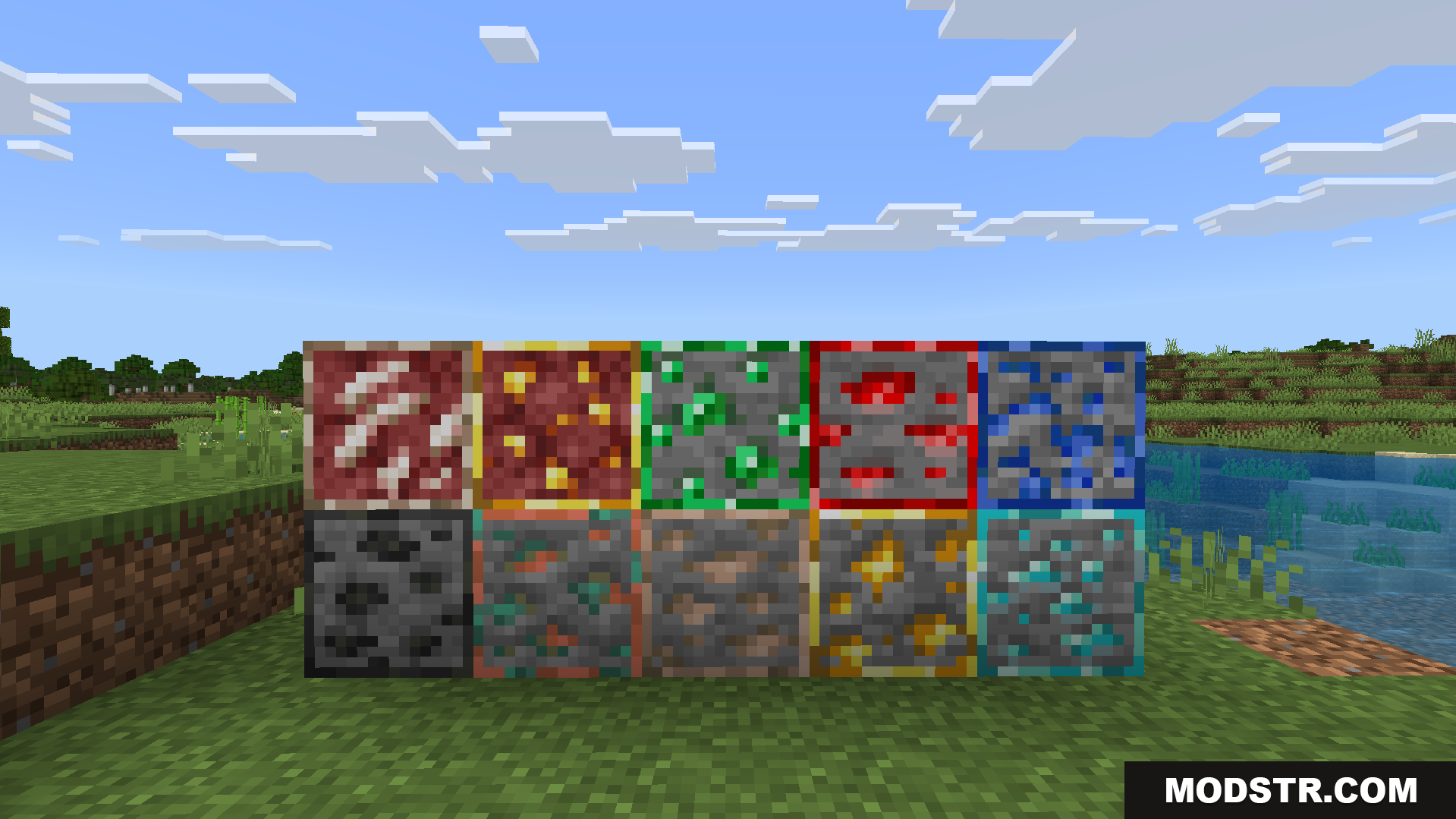Animated Glowing Ores Texture Pack Screenshot 2 All standard ore blocks with bright glowing effects and animations