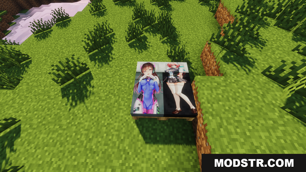 Anime Waifu Beds Resource Pack Screenshot 5 A custom Minecraft bed with two anime girls on it