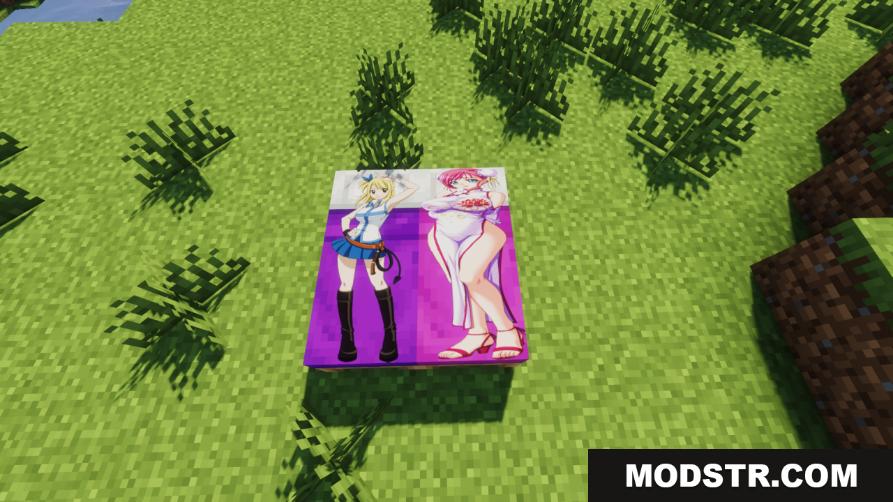 Anime Waifu Beds Resource Pack Screenshot 13 A custom bed with two anime characters on it