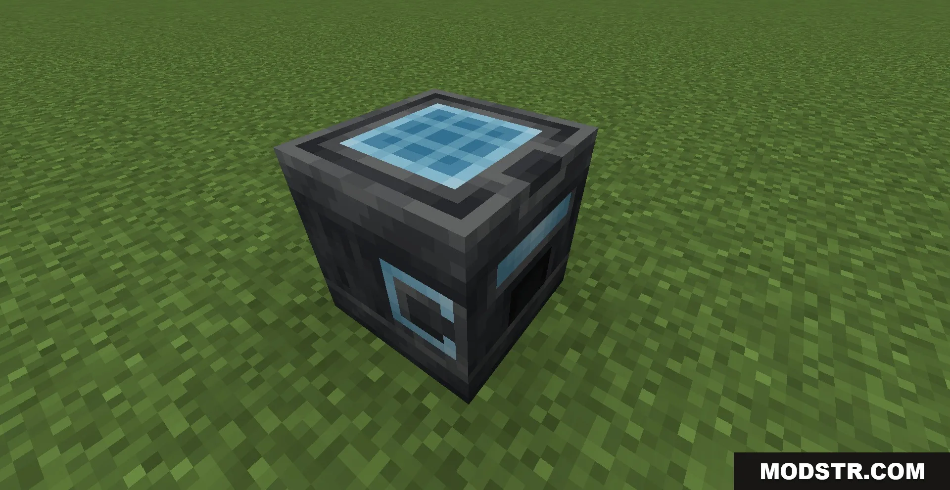 Anvil Craft Mod Screenshot 3 A dark metallic magnet block with a blue glowing interface on top