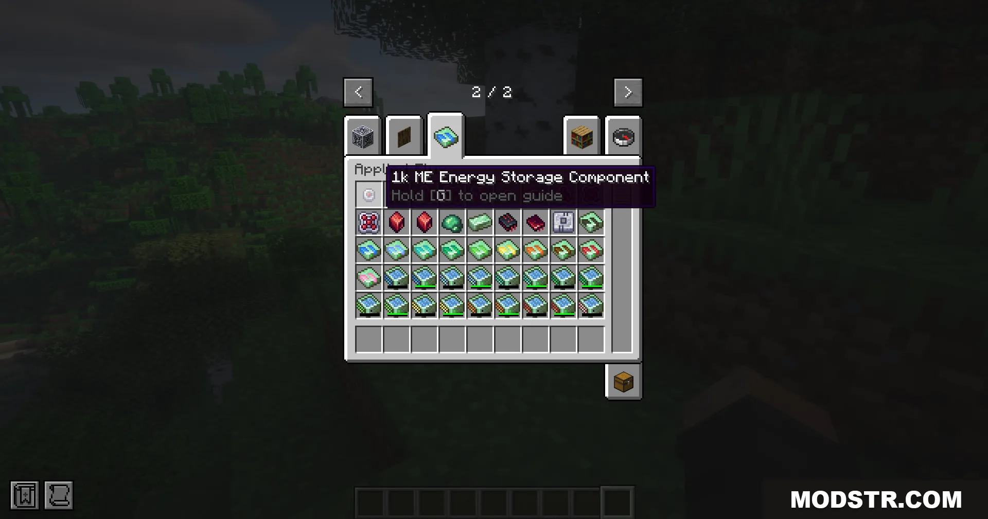 App Flux Mod Screenshot 9 A player selects the 1k ME Energy Storage Component from the creative inventory