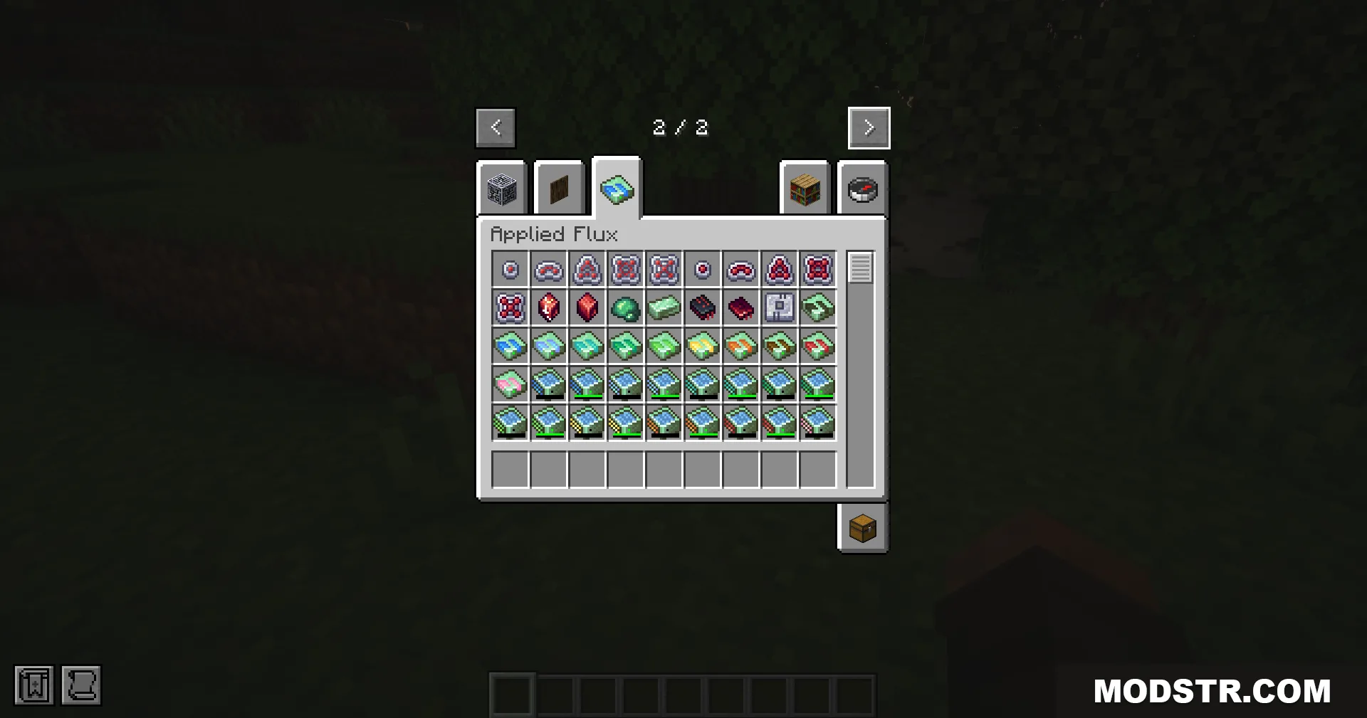 App Flux Mod Screenshot 2 Creative inventory screen displaying various energy storage cells and technical components