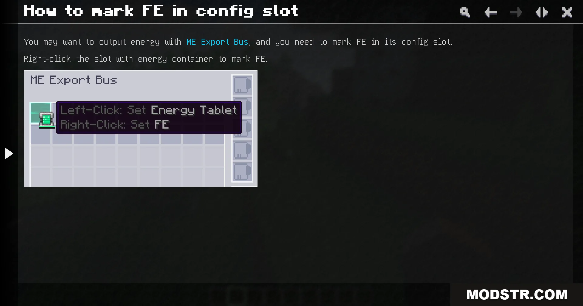 App Flux Mod Screenshot 14 Instructions on how to mark Forge Energy in the ME Export Bus slot