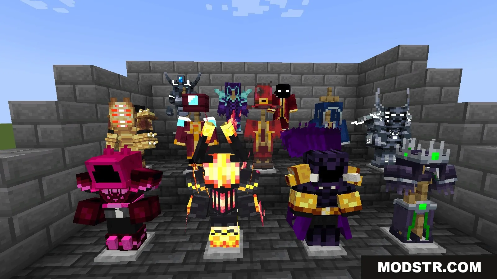 Arcane Overgrowth Mod Screenshot 1 Showcase of various magic armor sets from the Arcane Overgrowth mod