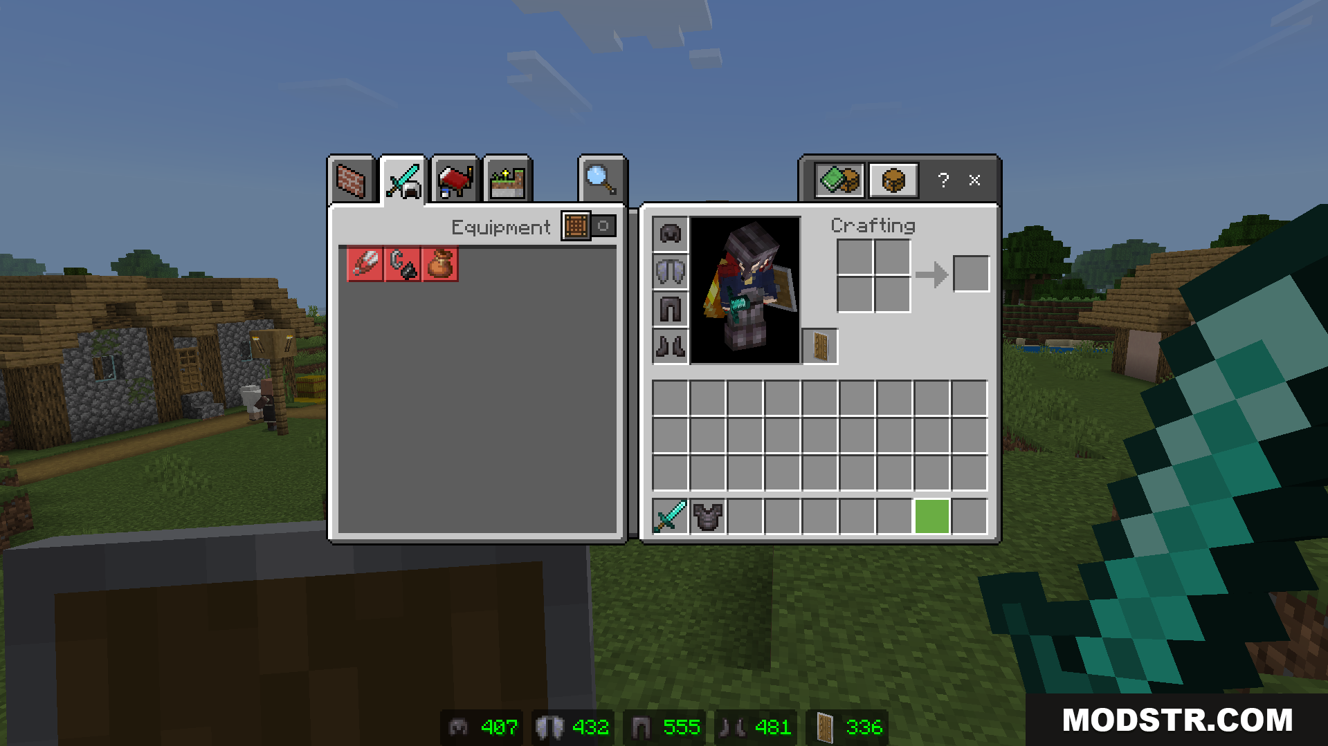 Armor Durability Viewer Texture Pack Screenshot 4 Player inventory showing exact durability numbers for armor and shield