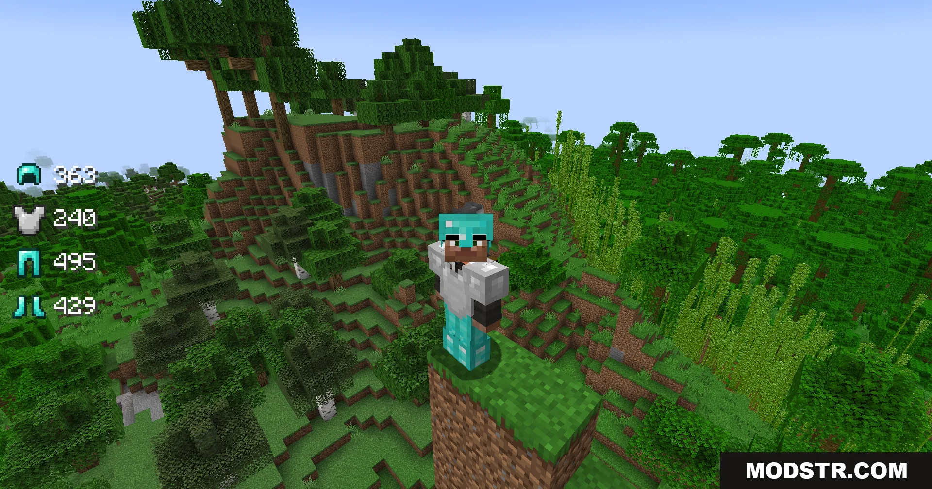 Armor Status Mod Screenshot 7 Armor Status Mod showing gear durability for a player in a jungle biome