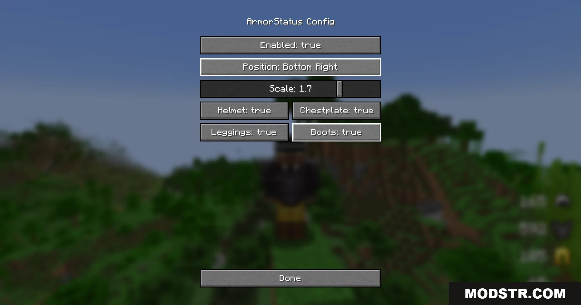 Armor Status Mod Screenshot 10 Menu screen for changing the armor durability display to the bottom right