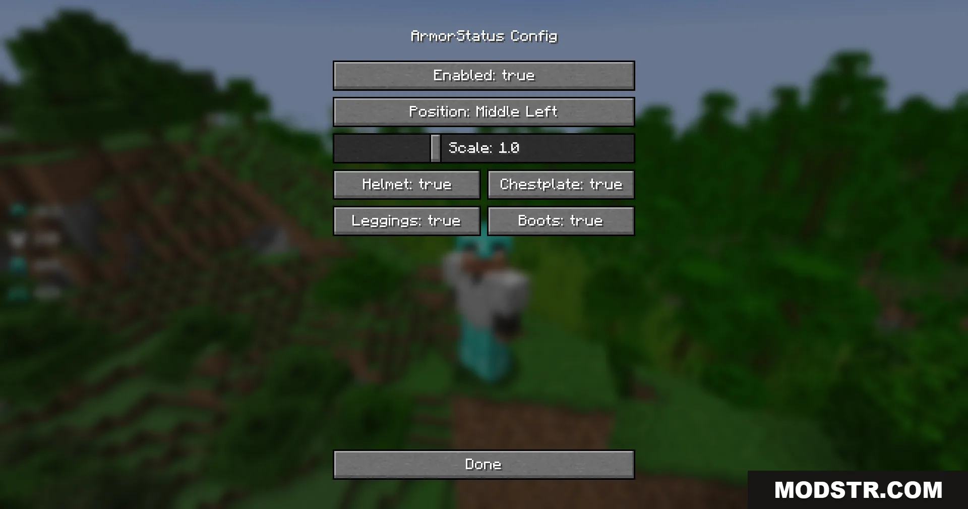 Armor Status Mod Screenshot 5 The Armor Status configuration menu showing various display and position settings