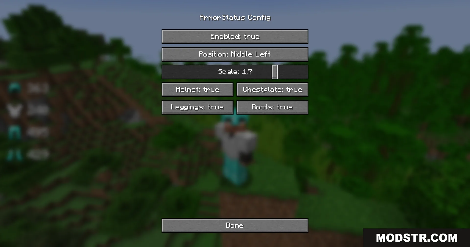 Armor Status Mod Screenshot 6 Adjusting the scale slider to increase the size of the armor icons