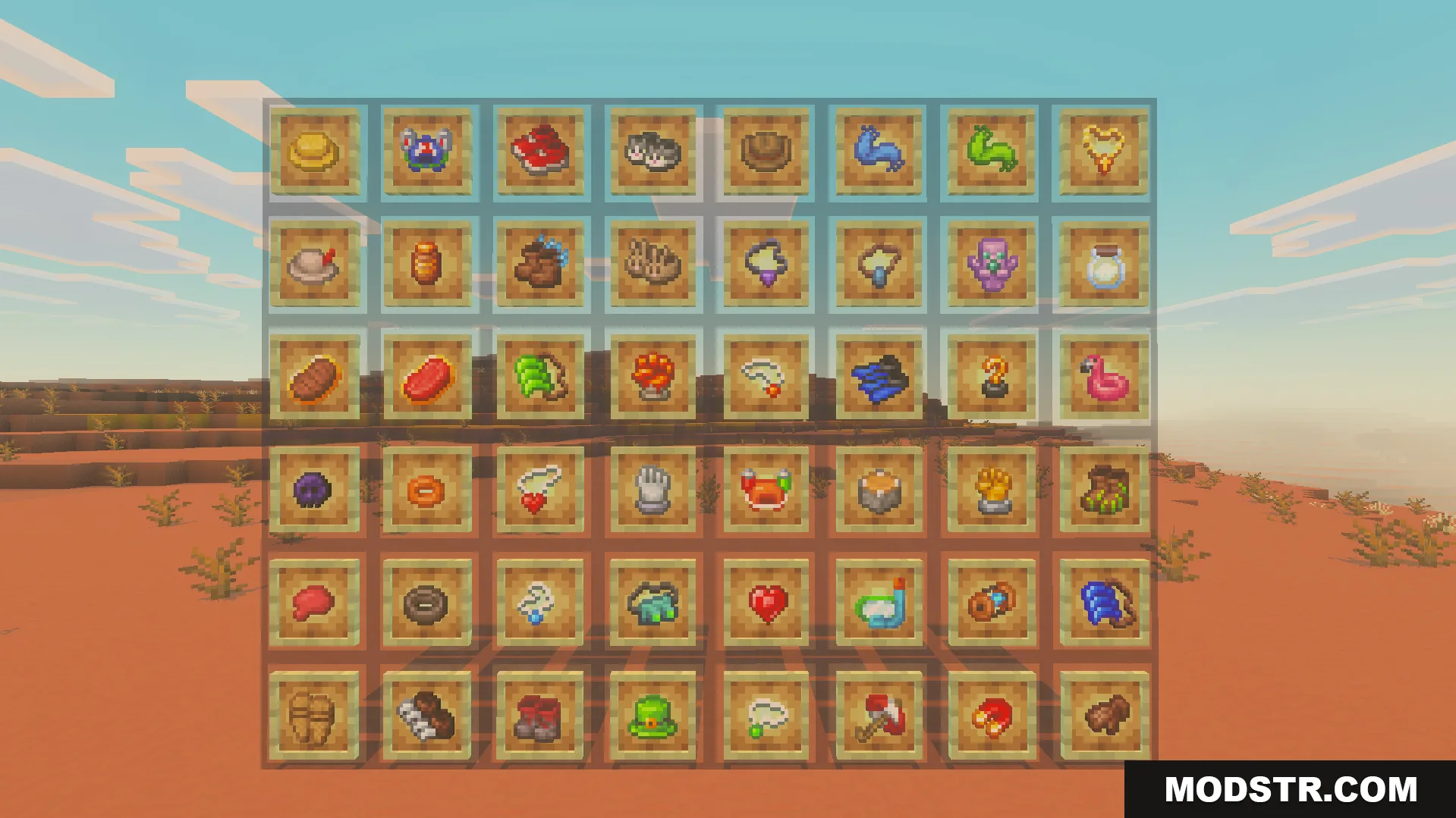 Artifacts Addon Unofficial Port Addon Screenshot 5 Large display wall showing many new treasure items and special gear
