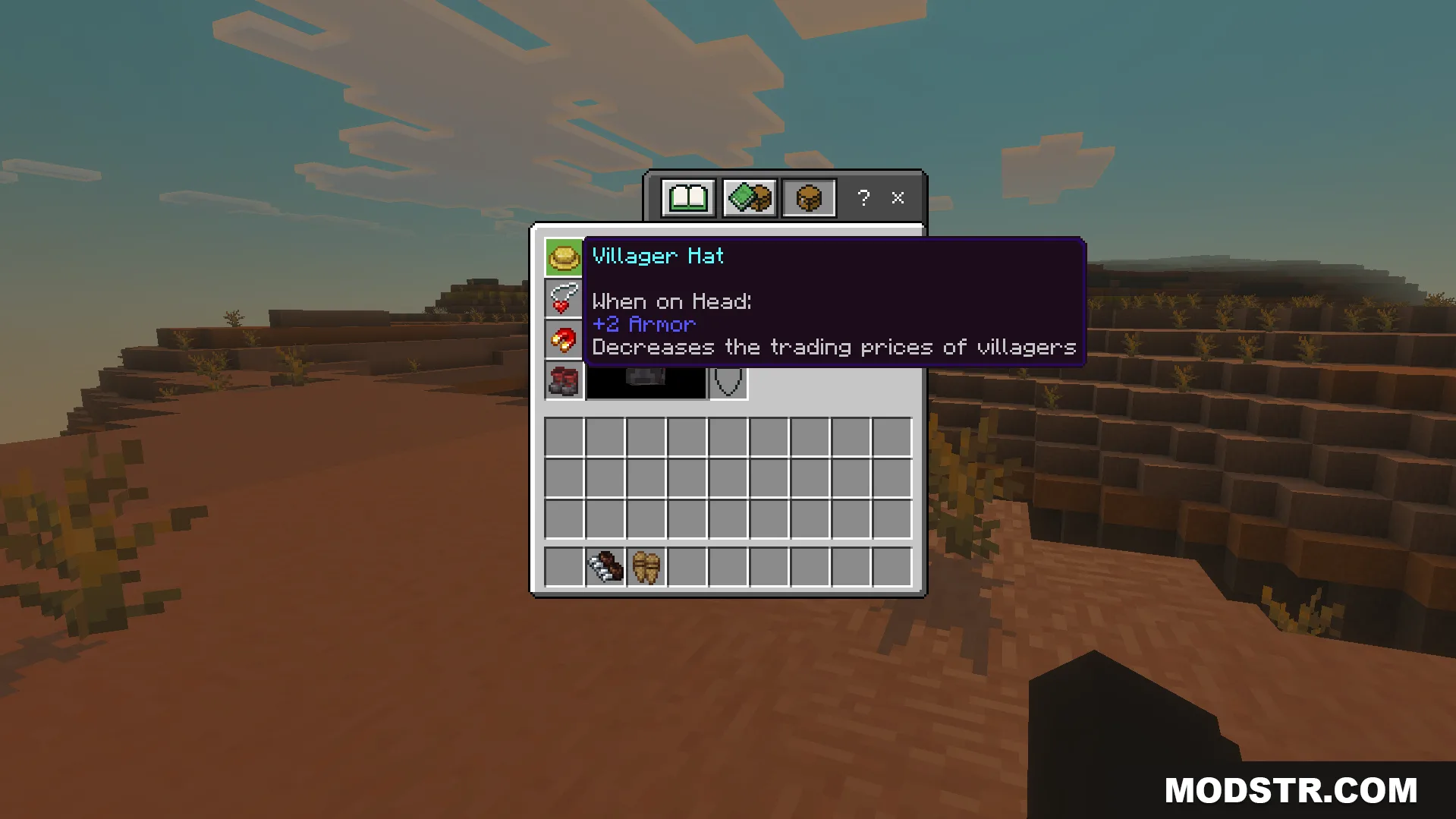 Artifacts Addon Unofficial Port Addon Screenshot 4 Player viewing stats for Villager Hat in inventory