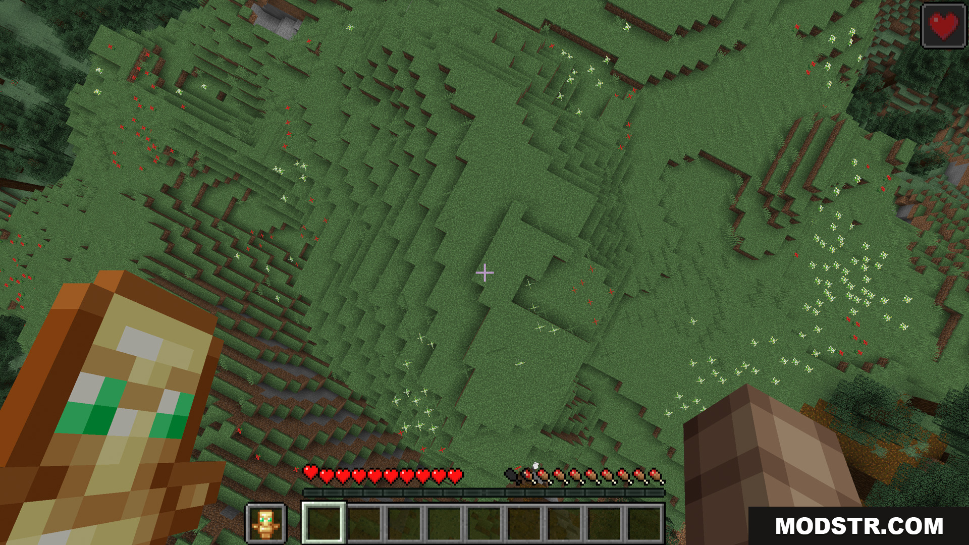 Player falling from a high place holding a totem