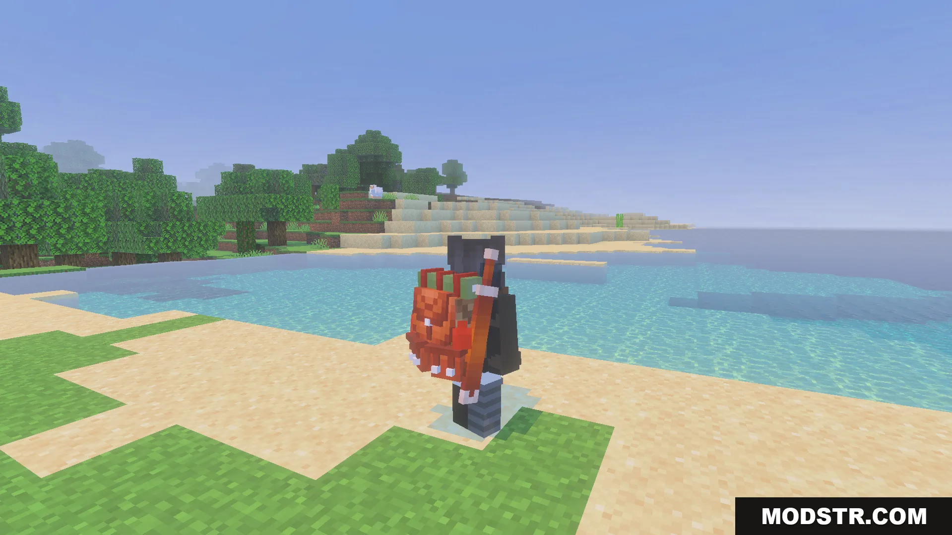 Backpacked Armor Texture Pack Screenshot 5 Player wearing a brown backpack with a sword attached