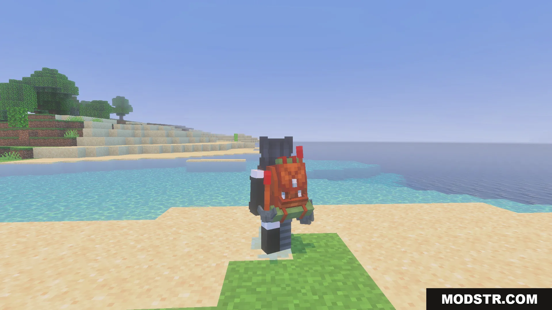Backpacked Armor Texture Pack Screenshot 6 Player wearing a brown backpack with a sword attached