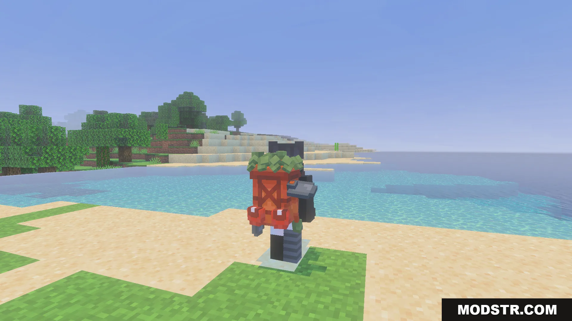Backpacked Armor Texture Pack Screenshot 8 Character displaying an explorer themed cosmetic backpack with leaves and items