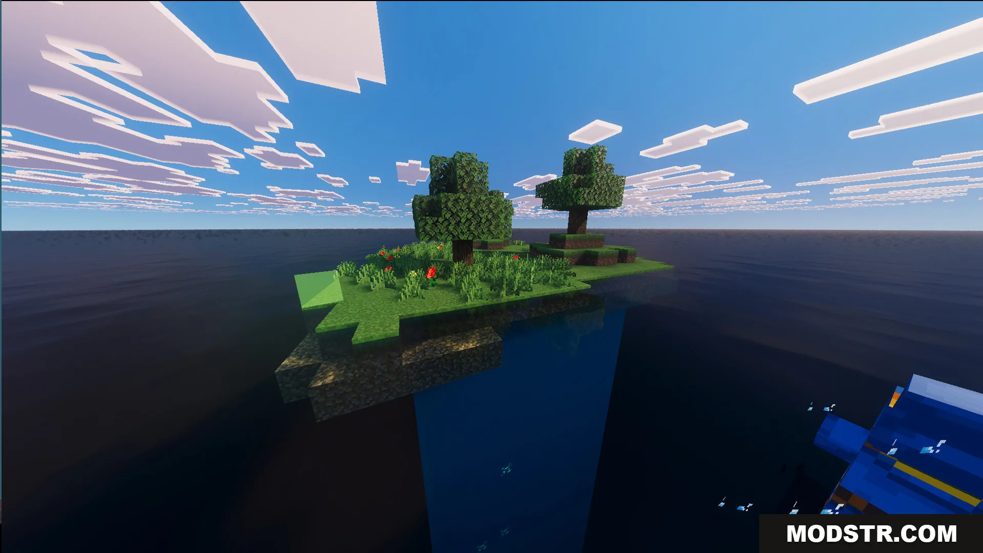 BakuBuilds survival island map featuring a tiny grassy land in the giant ocean