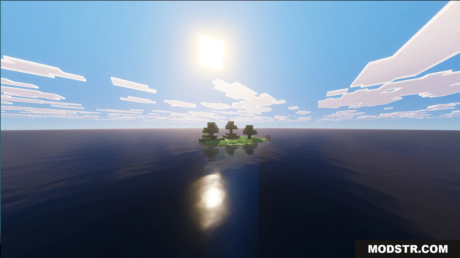 BakuBuilds survival island Map features a tiny grassy island in a vast ocean
