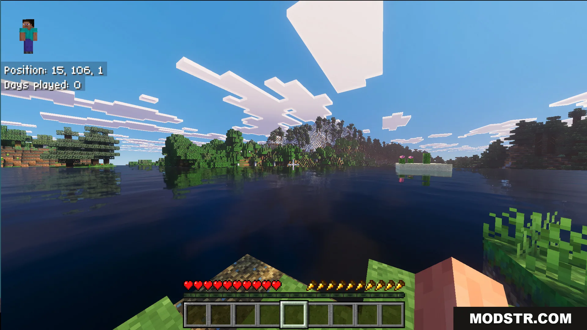 BakuBuilds survival island Map showing a player on a small grassy land