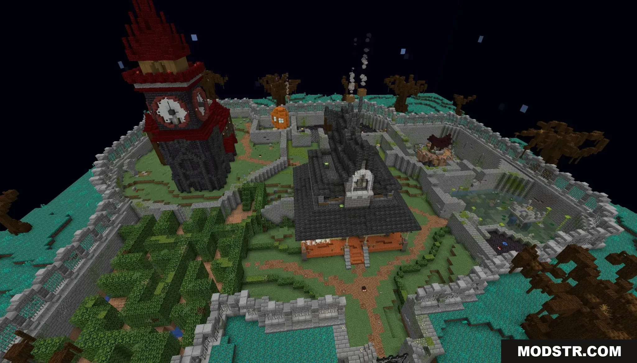 Banjo Kazooie Parkour Peril Map Screenshot 7 Aerial view of the Banjo Kazooie Parkour Peril Map with a clock tower