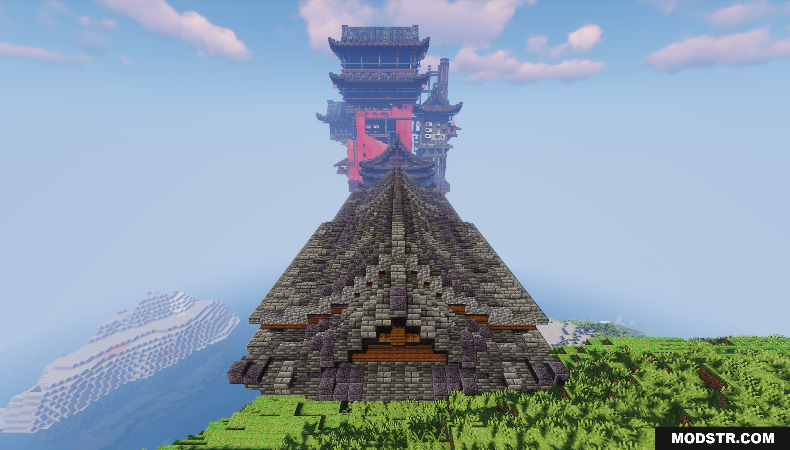 Bathhouse Map Screenshot 10 Long dark tiled roof leading towards the distant red tower