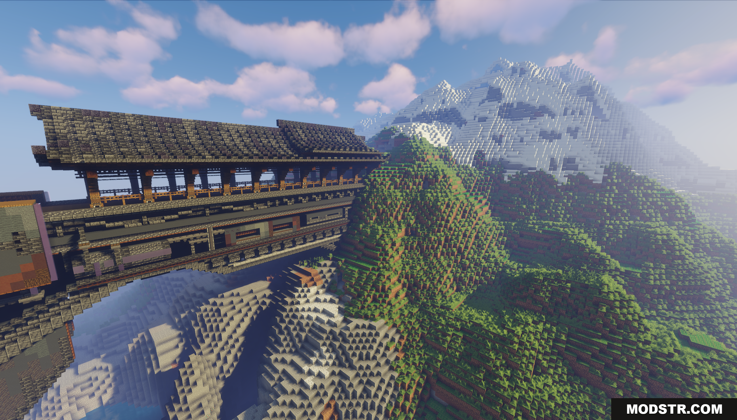 Bathhouse Map Screenshot 2 Covered wooden bridge connecting to a large snowy mountain