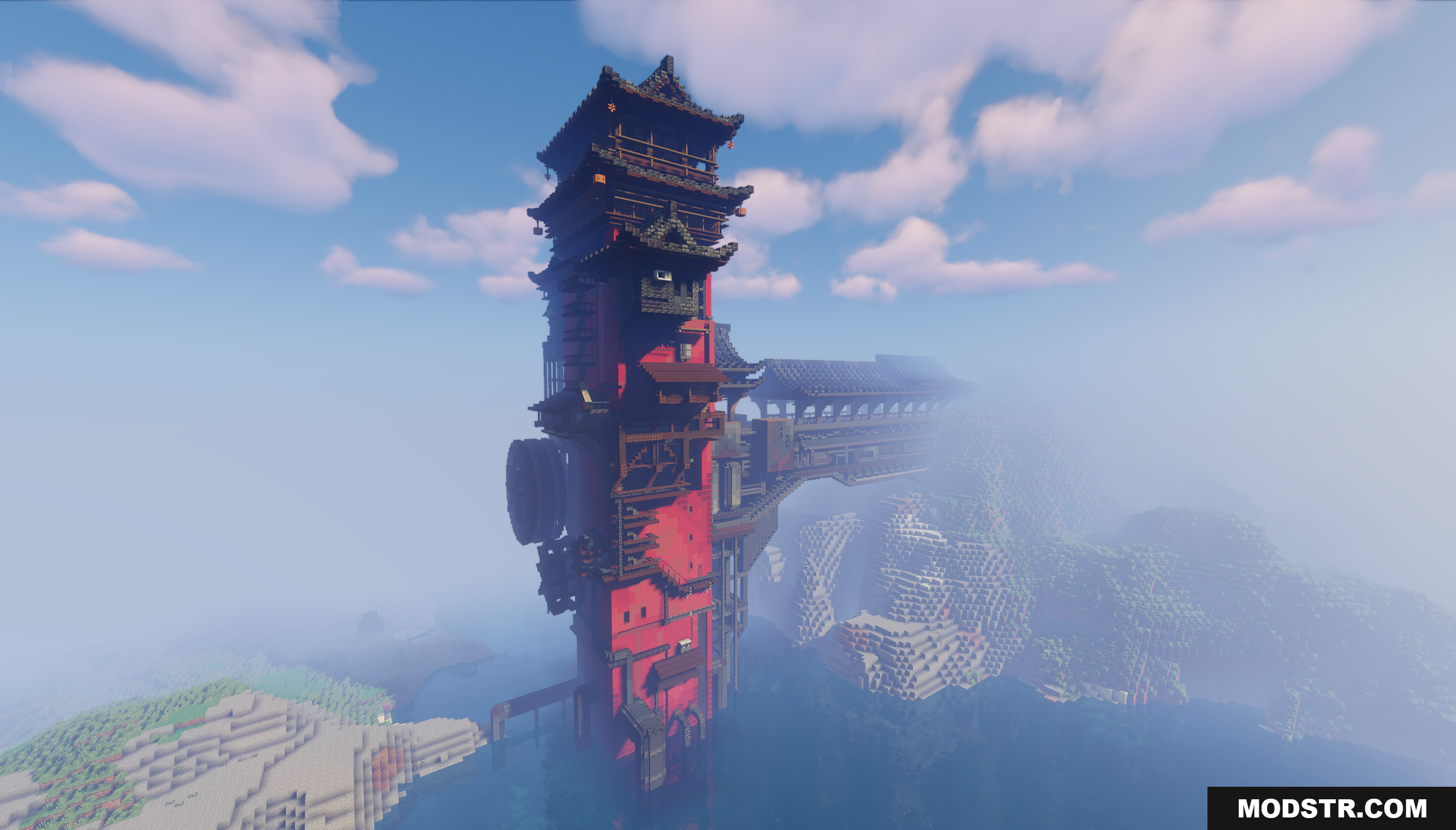 Bathhouse Map Screenshot 1 Tall red building from the Bathhouse Map over water