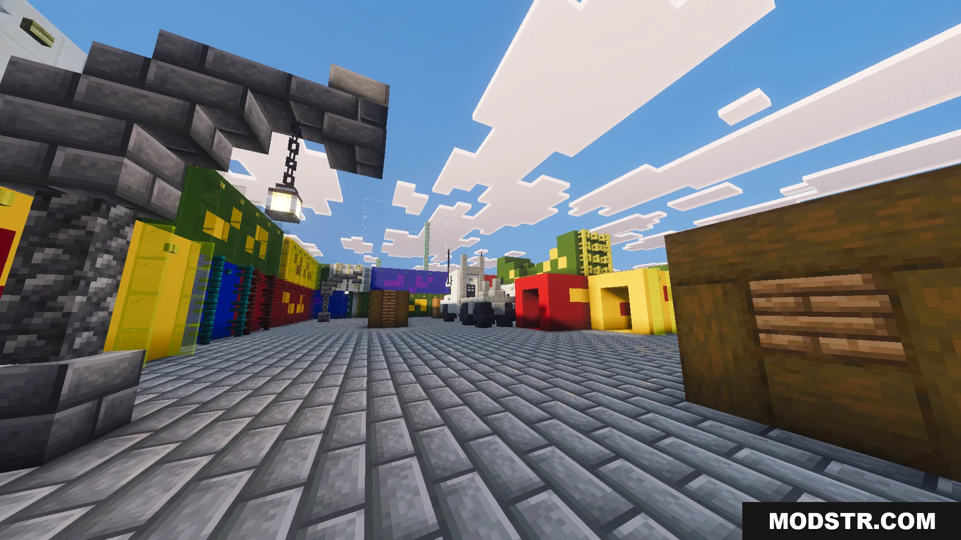 Battle Kaisen Map Screenshot 12 Ground level view of the playground mode area with colorful blocks and white truck