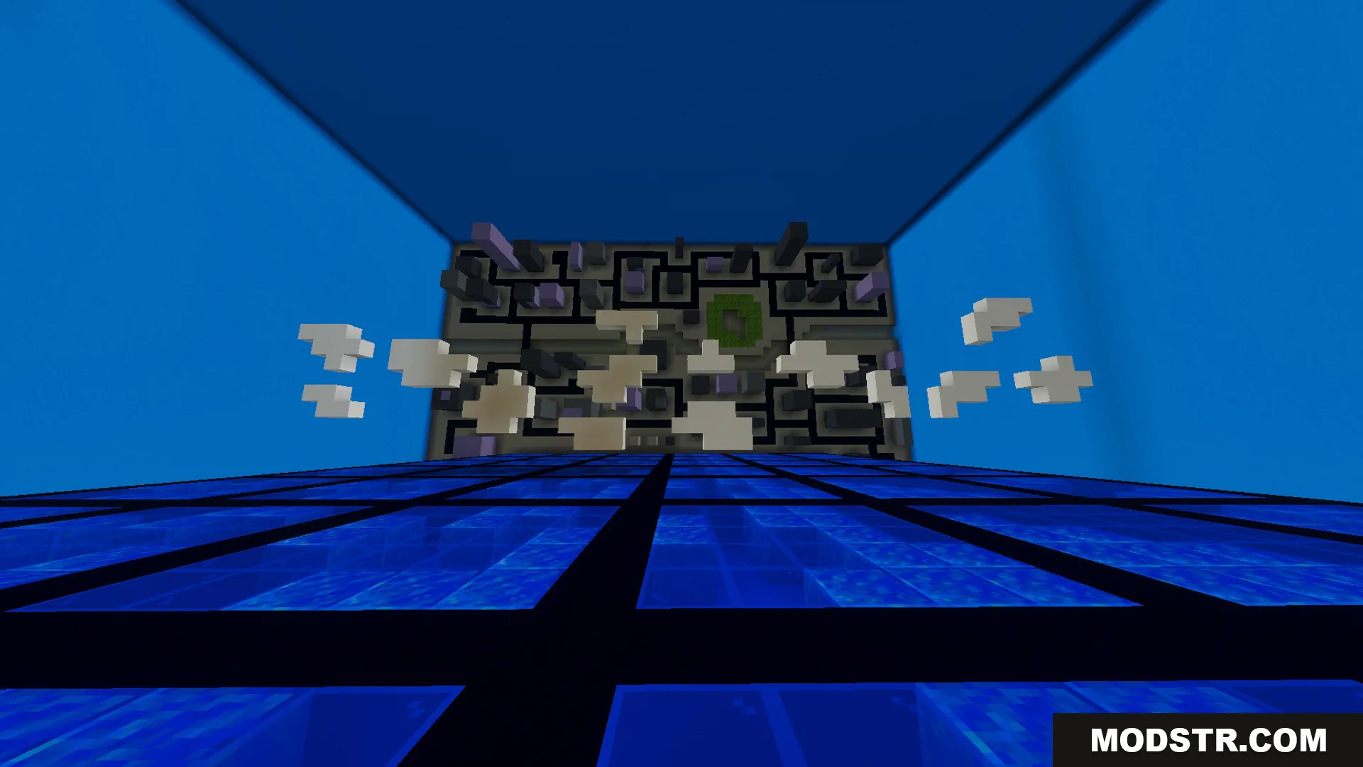 Battle Kaisen Map Screenshot 11 Top down view of a custom city battleground arena with roads and floating clouds