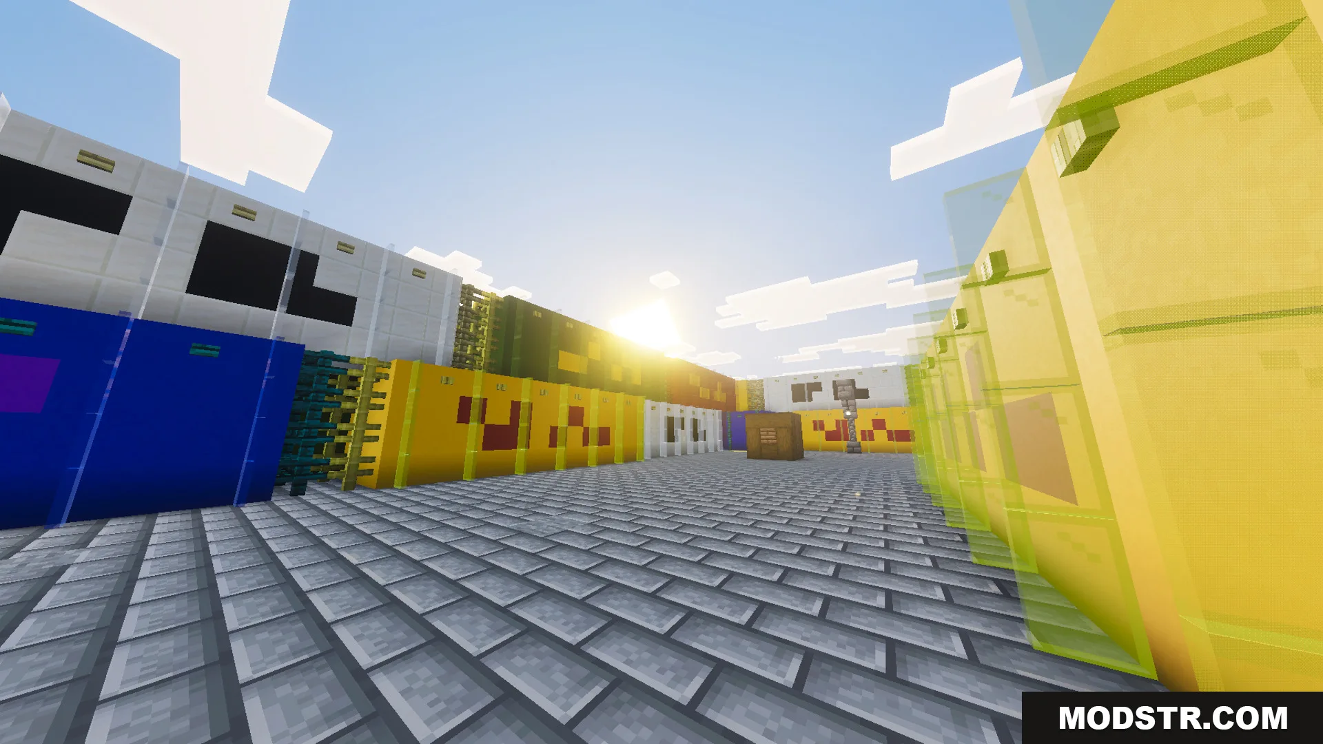 Battle Kaisen Map Screenshot 13 A detailed custom battleground arena with colorful containers in the Battle Kaisen Map