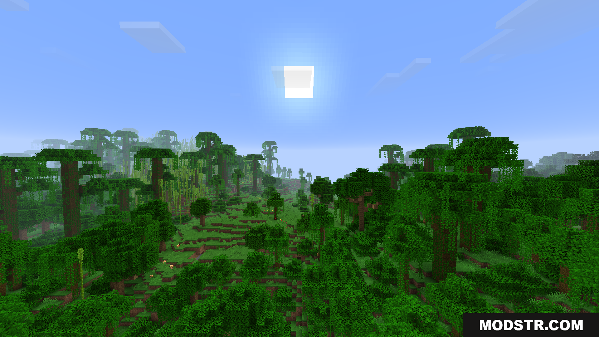 BCLib Neoforge Mod Screenshot 7 Lush green jungle biome landscape under a bright clear daytime sky