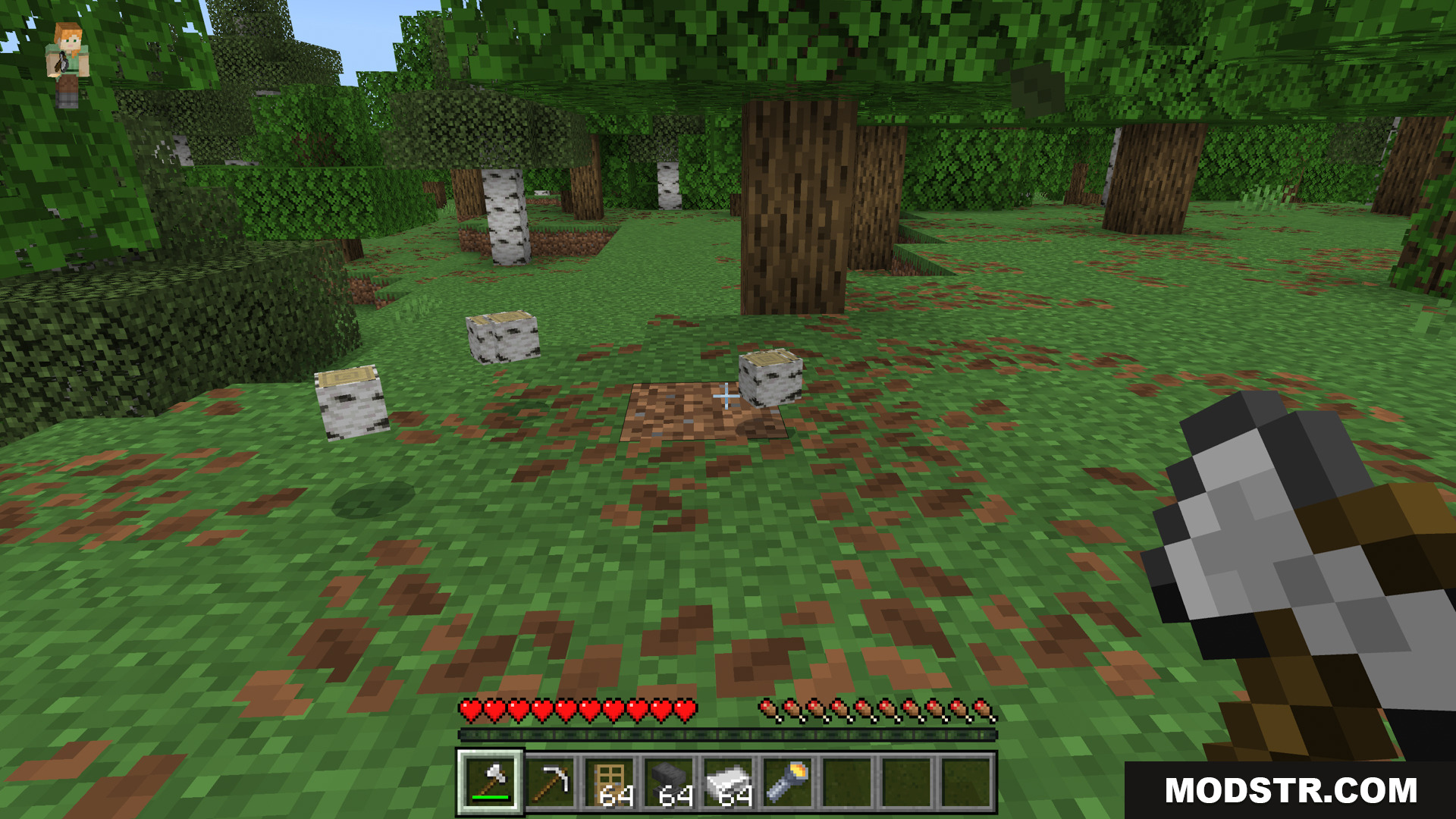 Bedrock Essentials+ Addon Screenshot 4 The tree capitator feature leaves all the logs on the ground