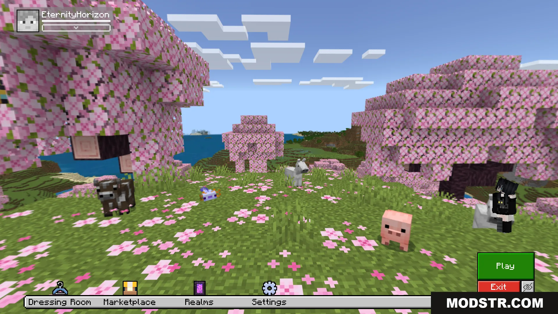 Bedrock Ui Plus Texture Pack Screenshot 2 The main menu buttons are moved to make them easier to reach